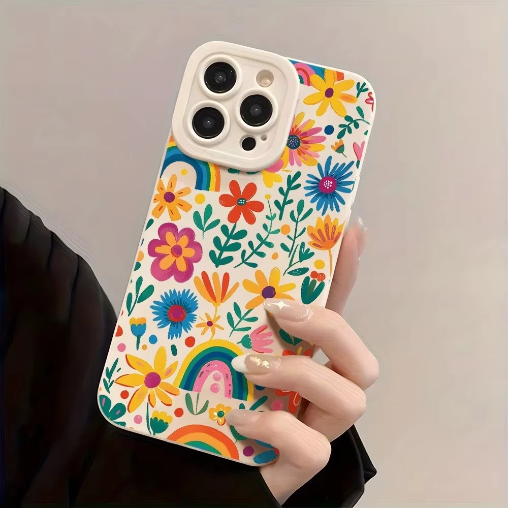 Vibrant Rainbow Floral Pattern Phone Case Cover