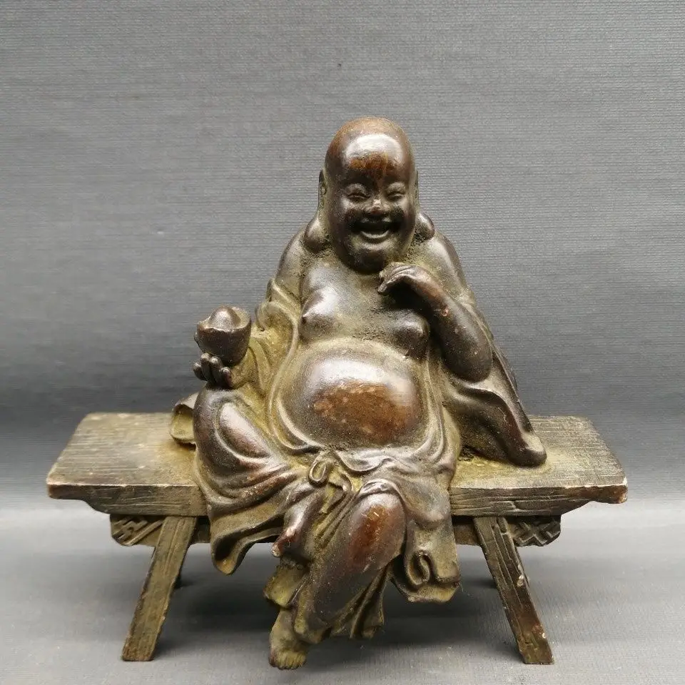 

Free Delivery China Elaborate Bronze Sculpture Good Luck“ Maitreya Buddha ” Metal Handicraft Home Decoration