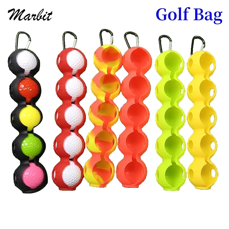 

Silicone Golf Ball Sleeve Holder Protective Cover Bag Holder With Carabiner For 5 Balls Golf Accessories Easy To Carry