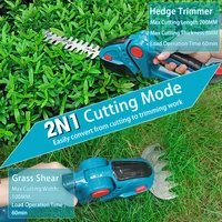 2 IN 1 20000RPM Cordless Electric Hedge Trimmer 21V Handheld Rechargeable Household Shrub Weeding Pruning Lawn Mower Garden Tool 2