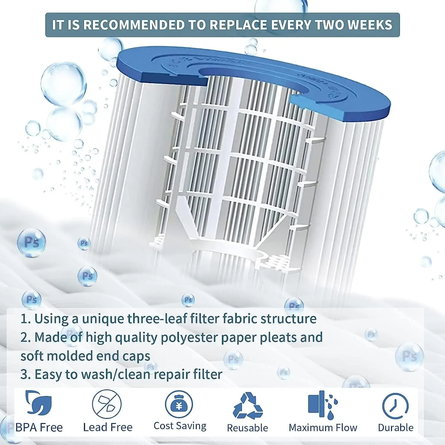 Swimming Pool Filter for Bestway Cartridge Type II Replacement for Lay Z Spa Pump