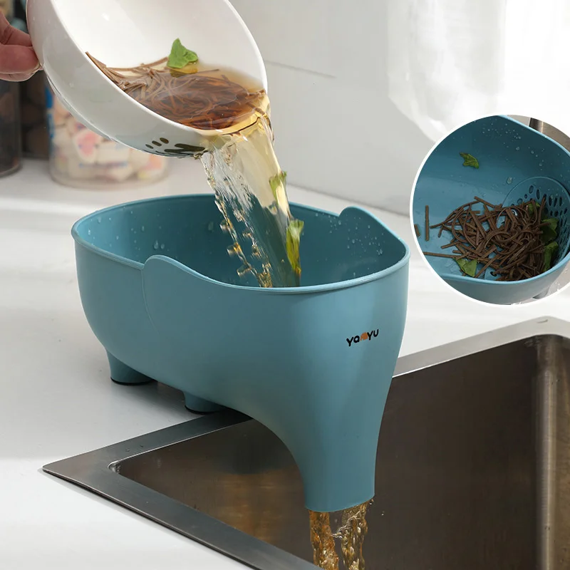Sink Strainer Elephant Sculpt Leftover Drain Basket Soup Garbage Filter Anti Skid Fruit Vegetable Drainer Kitchen Accessories Kitchen