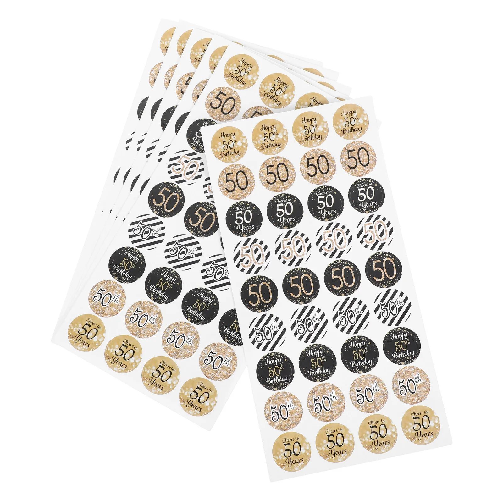 216Pcs 50번째 생일 스티커 창의적인 문자 디자인 생일 데칼 사탕 가방 선물 상자 의류 장식 파티 선물