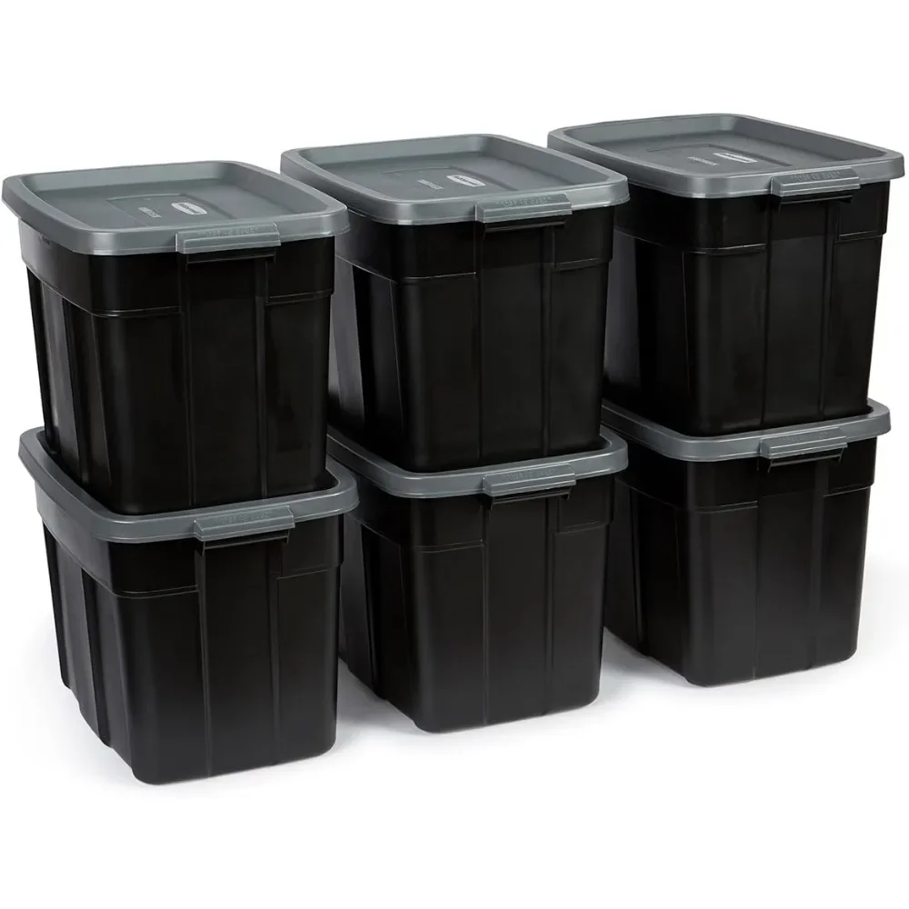 

Pack of 6 Boxes for Storage Durable 18 Gallon Stackable Plastic Storage Containers With Lids and Easy Carry Handles Box Large