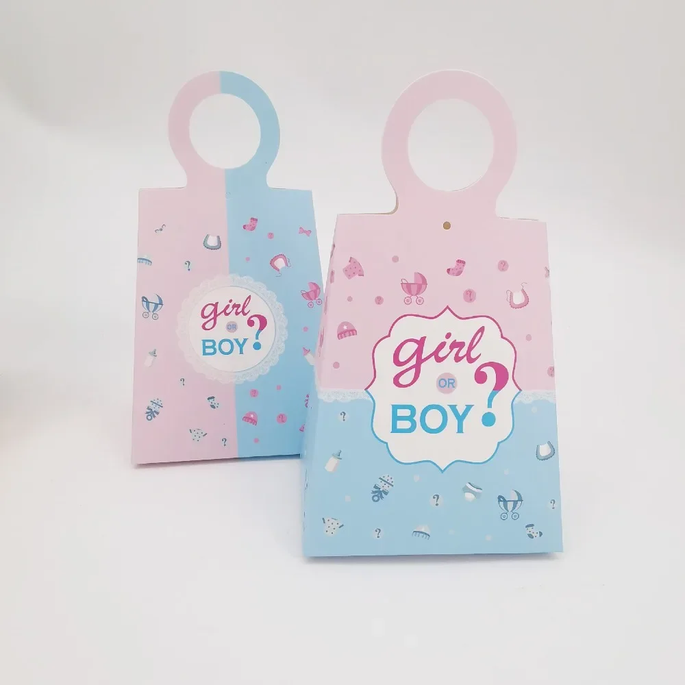 

24pcs/Lot Candy Box Gender Reveal Party Decorations Pink Blue Paper Candy Gifts Box Boy or Girl Baby Shower Birthday Party Favor