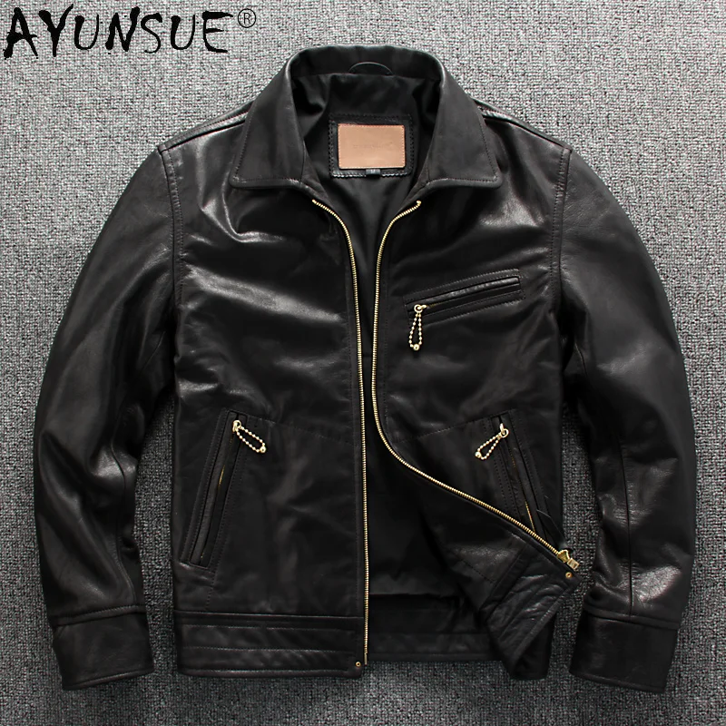 

Genuine Leather Jacket Men 100% Real Cowhide Coat Spring Autumn Vintage Men's Jackets Clothing 2024 Veste Cuir Homme