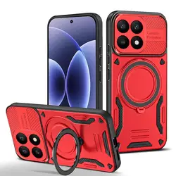 Luxury Armor Magnetic Phone Case with Ring Bracket and Bumper Protection for Xiaomi 17T Pro (RD)