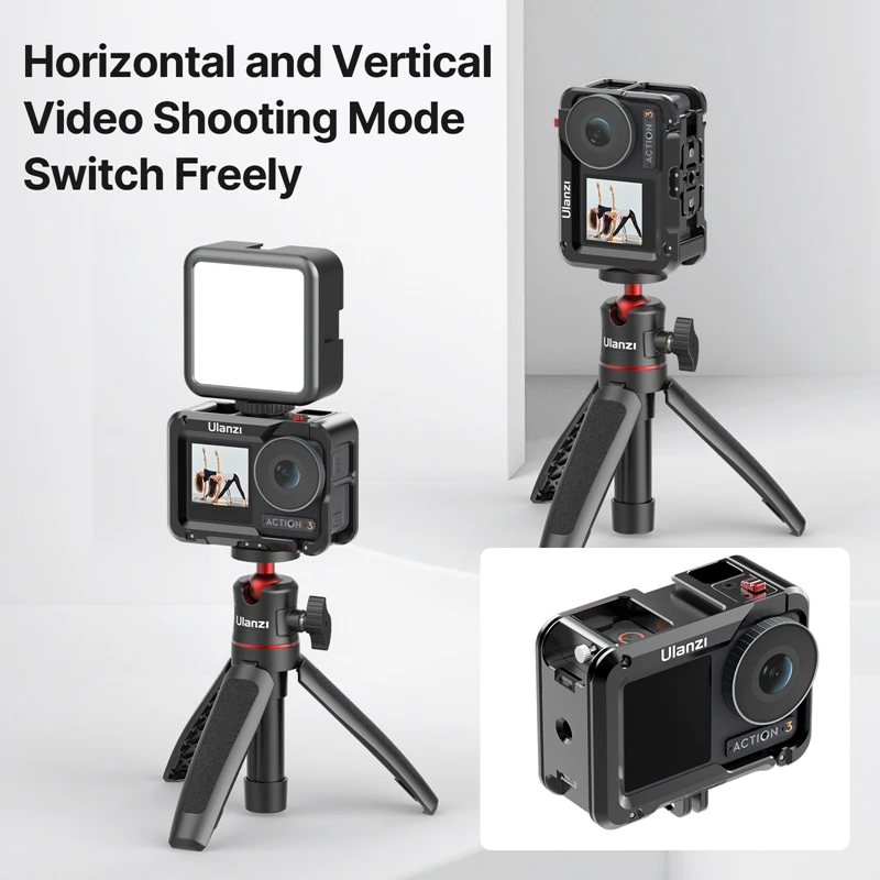 Ulanzi Metal Cage for DJI OSMO ACTION 5 4 3  Quick Release for GoPro Foldable Mount with Cold Shoe Full Protective Frame Case