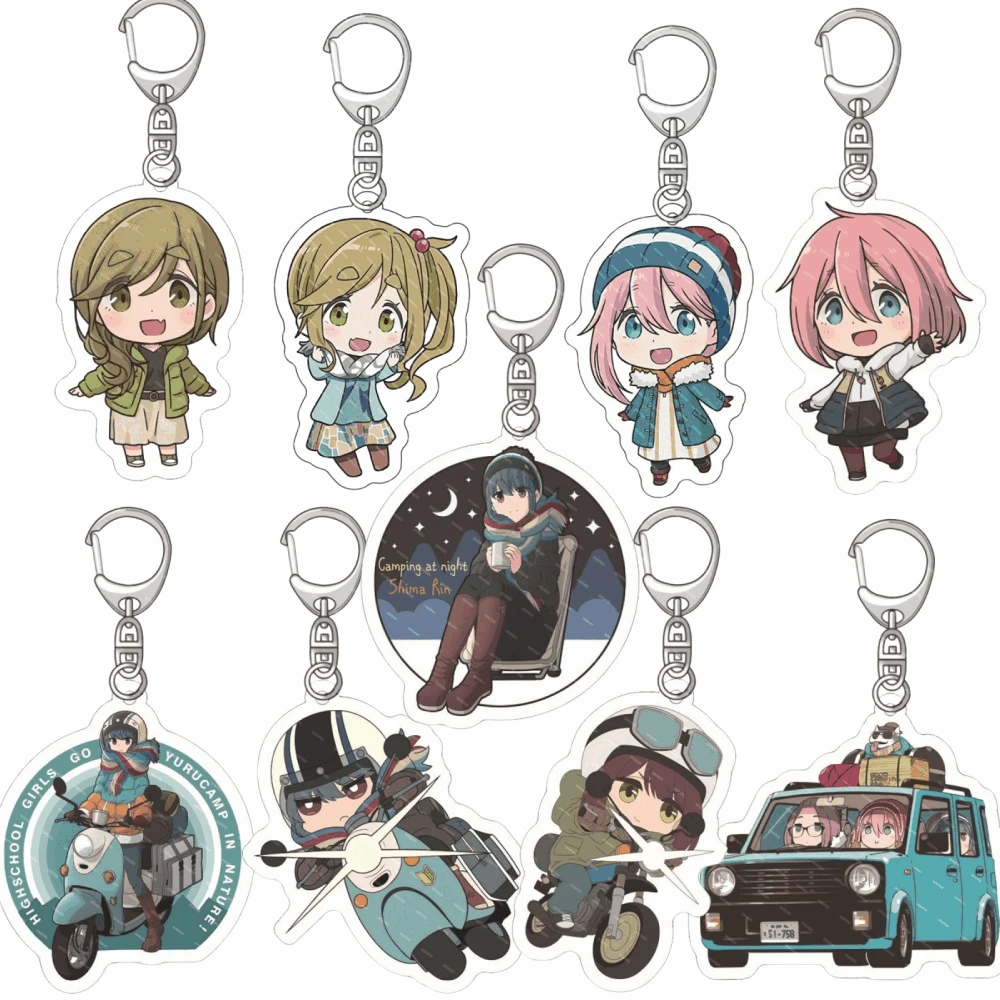 Anime Fans Geschenke Yuru Laid-Back Camp Shima Rin Kagara Nadeshiko Charm Acryl Cartoon Figur Schlüsselanhänger Ornamente Serie