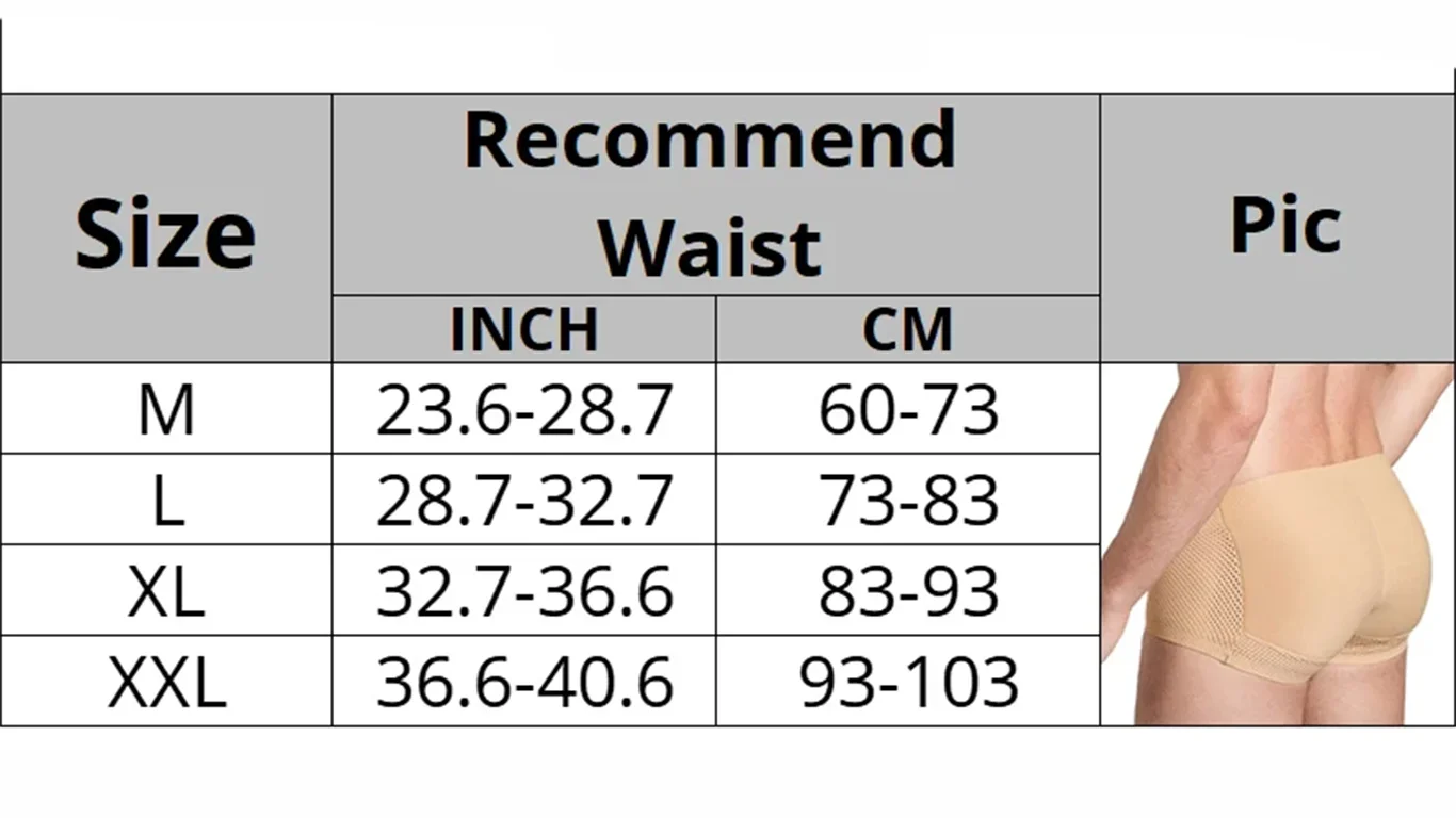 Description Picture 3 of itemCXZD Men Breathable Mid Waist Underpants Buttock Lift Body Shaper Butt Padded Underwear Male Push UP Fake Ass Shapewear Briefs