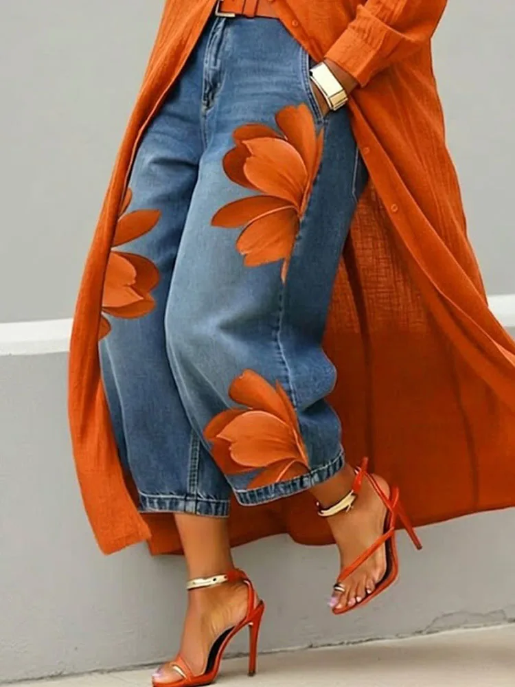 Office Lady Chic Loose All Season Pants Elegant Women Straight Printing Patchwork Pants Outdoor Casual Long Pants 2026 Trousers