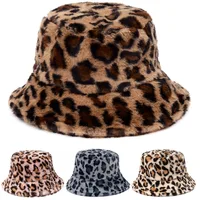 Winter Retro Leopard Faux Fur Fluffy Bucket Hats Men Women Outdoor Warm Soft Velvet Furry Fisherman Cap Fashion Panama Sun Hats