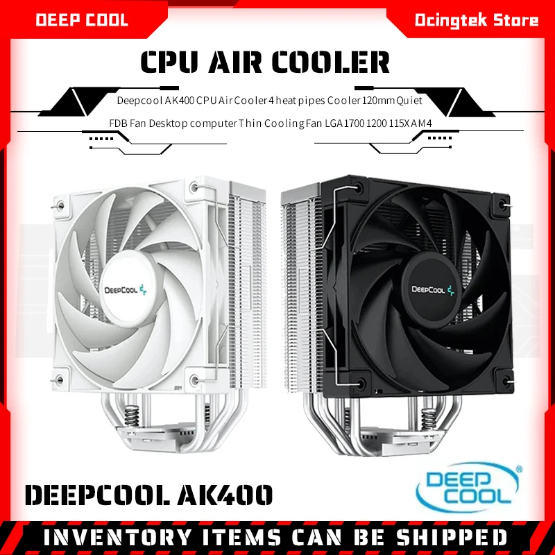 

Воздушный кулер Deepcool AK400 для ЦП, 4 тепловых интерфейса, 120 мм, тихий вентилятор FDB для настольного компьютера, тонкий охлаждающий вентилятор LGA1700 1200 115X AM4
