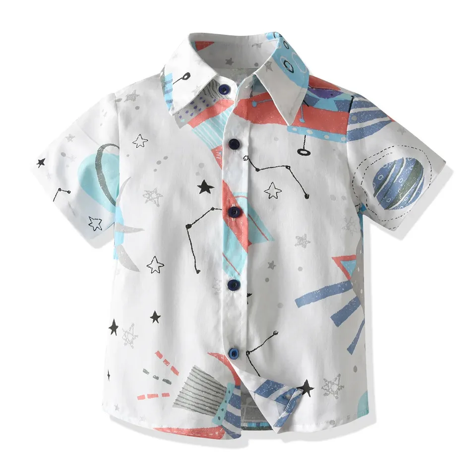 Camicia Hawaiana Per Ragazzi Top A Maniche Corte Con Stampa Di
