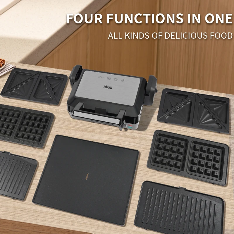 DSP Mini Waffle Maker Detachable Breakfast Sandwich Maker Toaster 4 In 1 Non Stick Sandwich