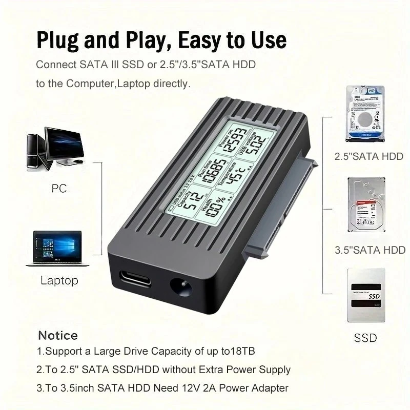 USB to SATA 어댑터 변환 케이블 USB 3.2 3.0 to SATA 변환기 (2.5인치 SSD HDD 하드 드라이브 외장 어댑터 액세서리)