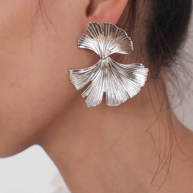 Silver Ginkgo Leaf Earrings 6