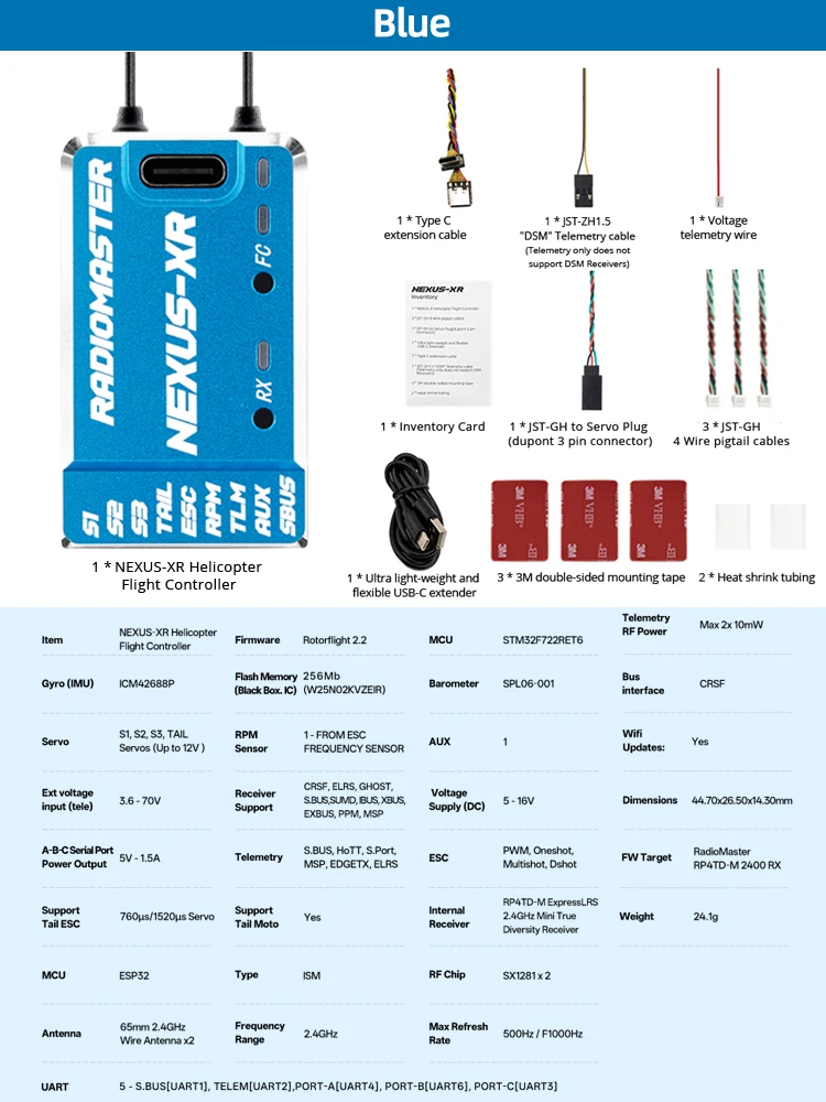 Radiomaster NEXUS-XR ヘリコプター フライト コントローラー FC