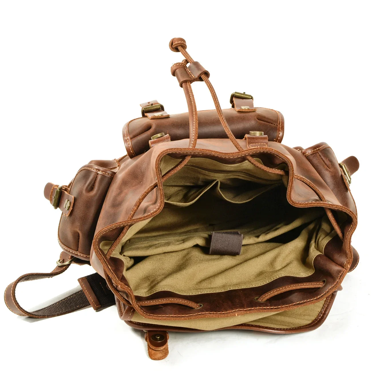 The New Genuine Leather Men Backpack  Outdoor Casual School Bag Large Capacity Backpack Genuine Leather Mountaineering Bag 4