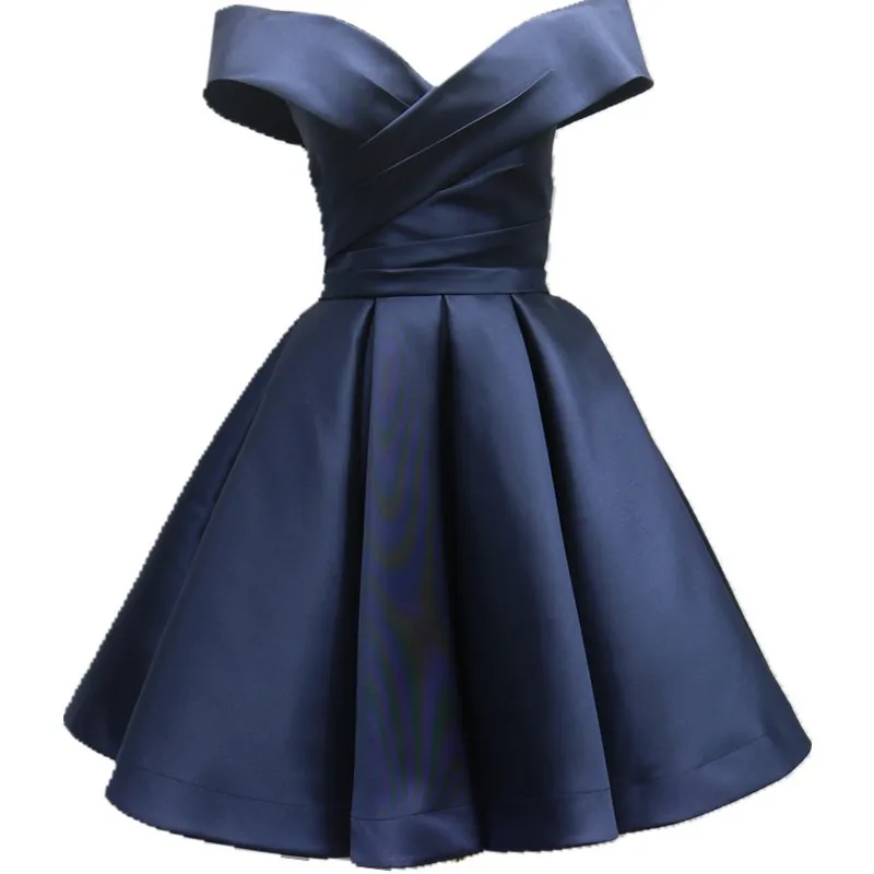 Short Satin Pleat Sashes Boat Neck Knee Length Bridesmaid Dresses Wedding Party Evening Prom Homecoming Cocktail Lace Up