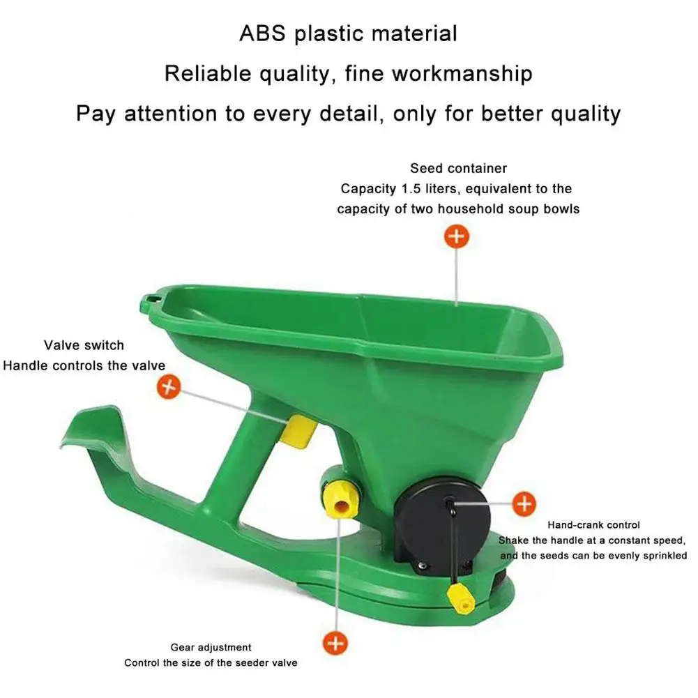 Handheld Seed Spreader 1.5L With 5 Gears Adjustable Portable Planter Tool Reusable Manual Seeder For Garden Sowing Fertilizing
