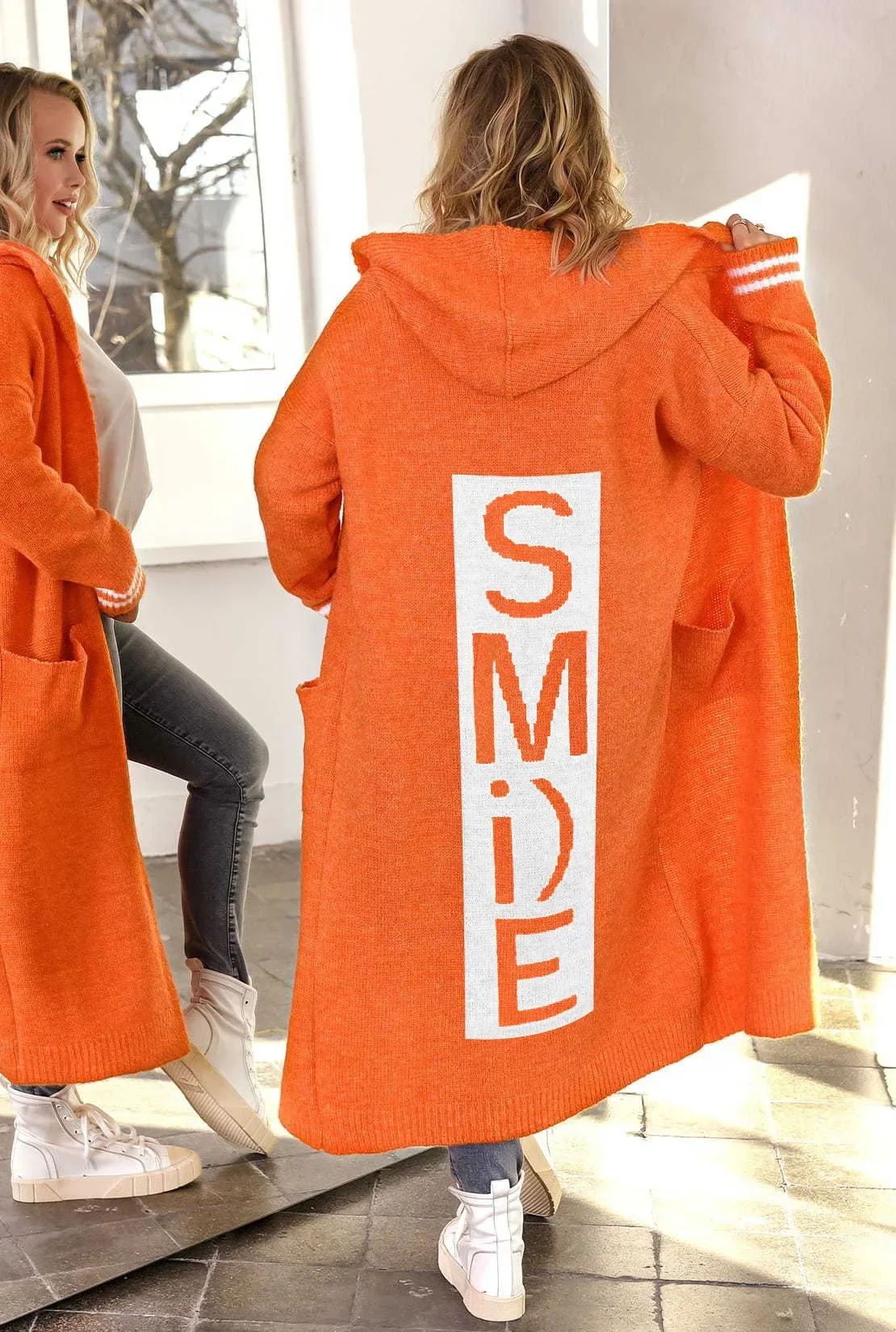Dames Maxi Cardigan - Lange Gebreide Trui Met Open Voorkant, Oversized Fit En Zakken - Acryl/Polyester Mix, Warm En Casual