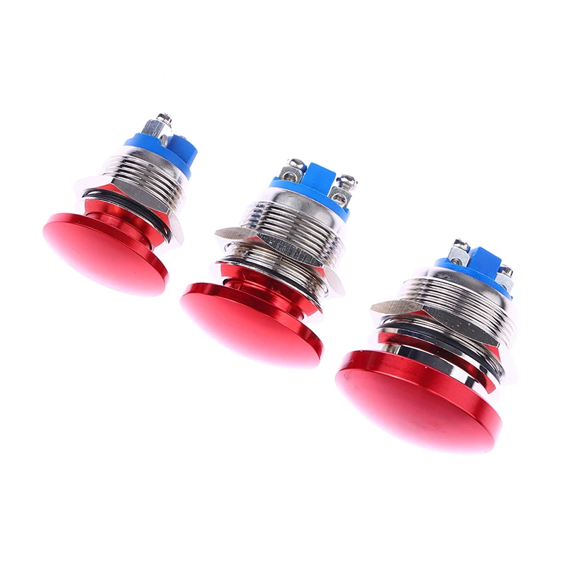 Waterproof IP65 SPST (ON)-Off 1NO 3A 250V With Screw Terminal 16/19/22MM Momentary Metal Mushroom Head Push Button Switch 1PC metal push button switch