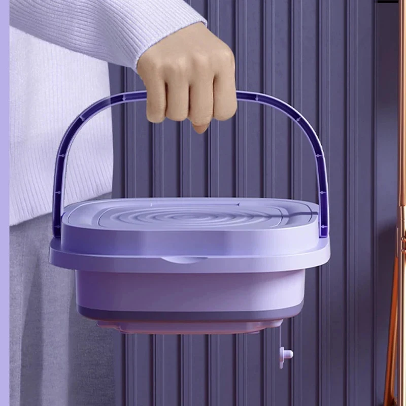 Hot Folding Portable Washing Machine Big Capacity with Spin Dryer Bucket for Clothes Travel Home Underwear Socks Mini Washer 4
