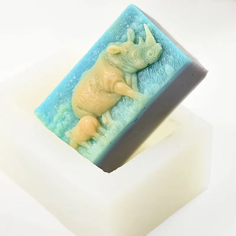 Silicone Soap Mold for Making Square Rhinoceros Soap 3d DIY Form Handmade Cake Decorating Sugarcraft Moulds Silicon Mold Tools