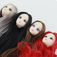 30cm Doll Accessories Head for 1/6 BJD Dolls Ball Joint Doll Head with 3D Eyes Purple/ Gray Hair Blue Eyes Dolls Toy for Girls 1