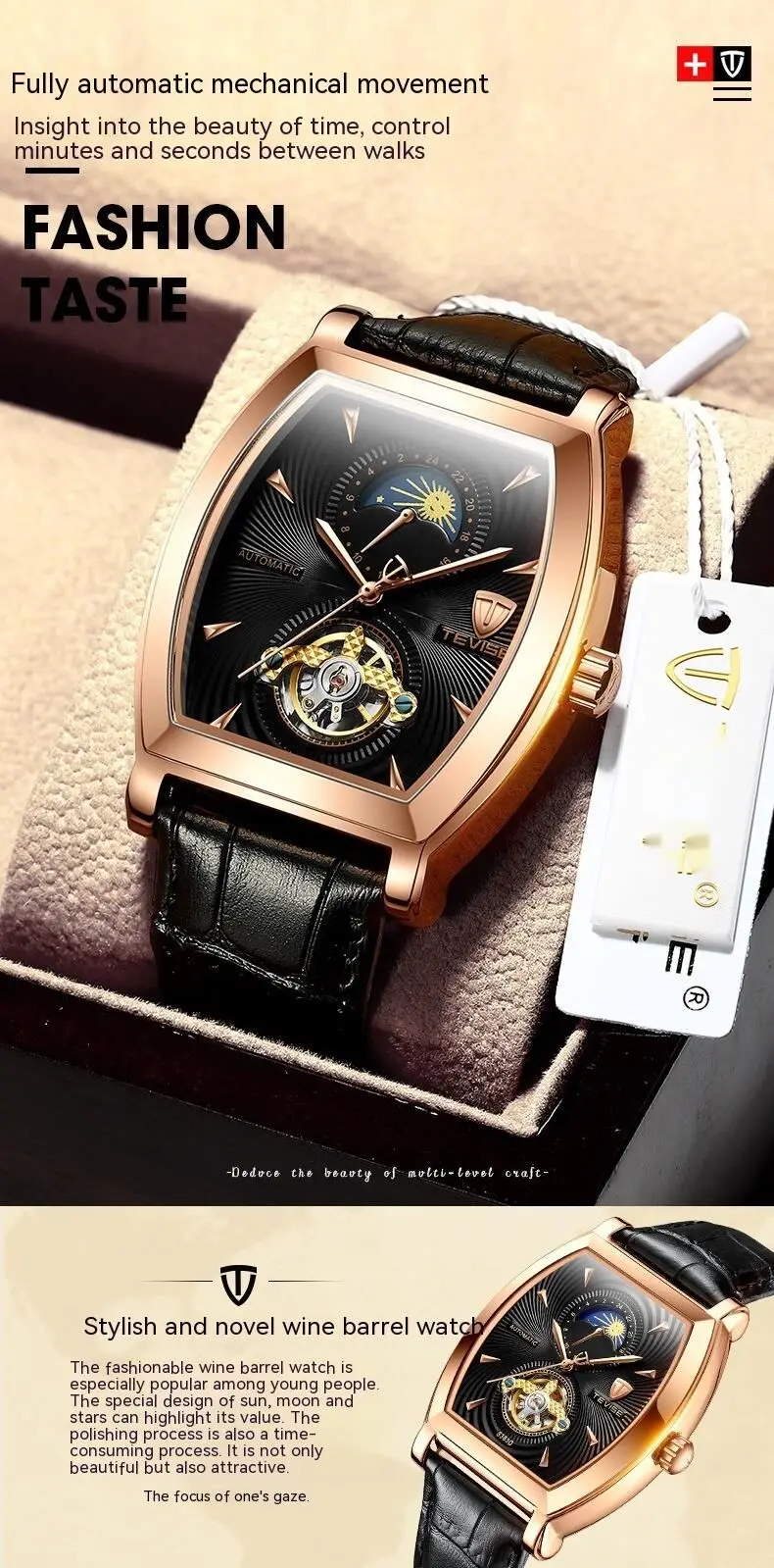 Men's Mechanical Watch Square Tourbillon Luxury Automatic Timepiece_voghion.com