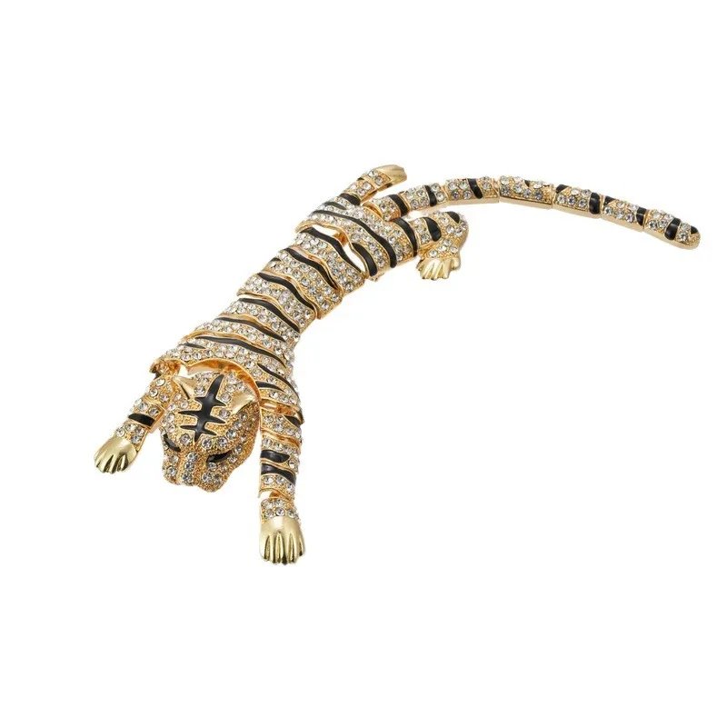 Herren Übergroße Domineering Glitter Strass Tiger Brosche Mode Schal Tier Pin Anzug Damen Mantel Zubehör – Detail 7