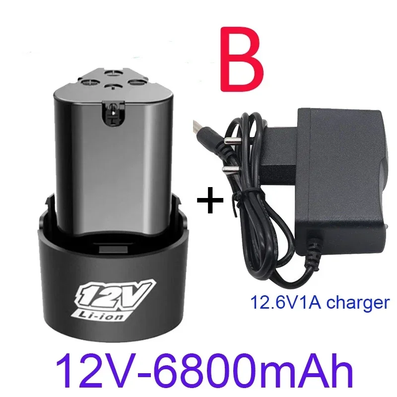 Power Tool Battery Rechargeable Lithium Batteries 12V 6800 MAH Large Capacity Rechargeable Lithium Ion Battery for Small Electric Tools Drills Screwdrivers