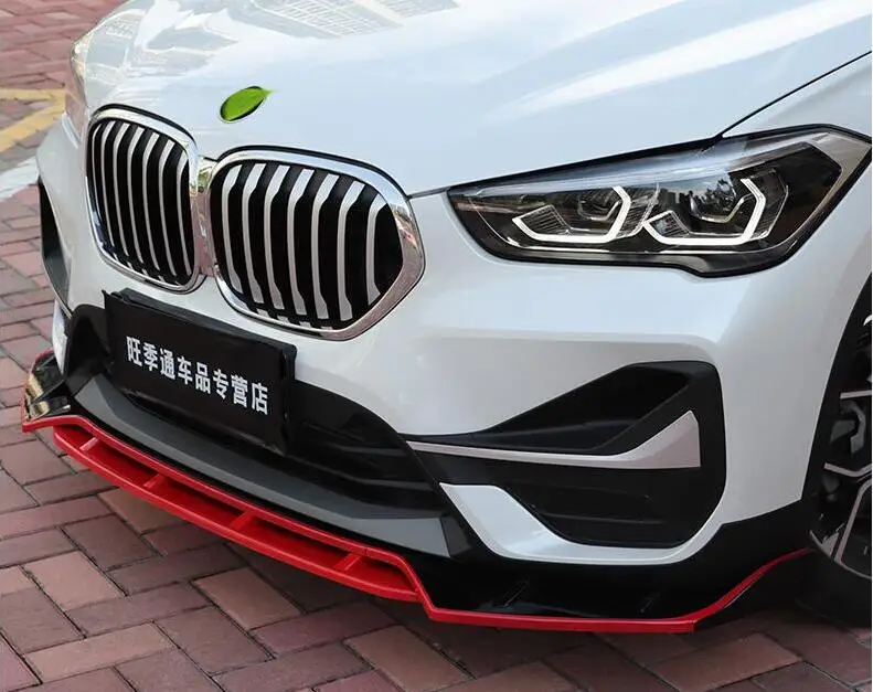 

Для BMW X1 F48 F49 2016 2017 2018 2019 2020 2021 передний бампер спойлер для губ разветвители набор для ветра ABS краска Карбон