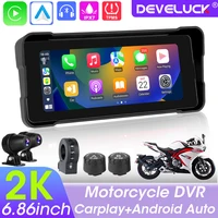 GPS Navigation 2K Car DVR Motorcycle Wireless Carplay Android Auto IPX7 Waterproof Portable Screen TPMS Bluetooth Moto Motorbike