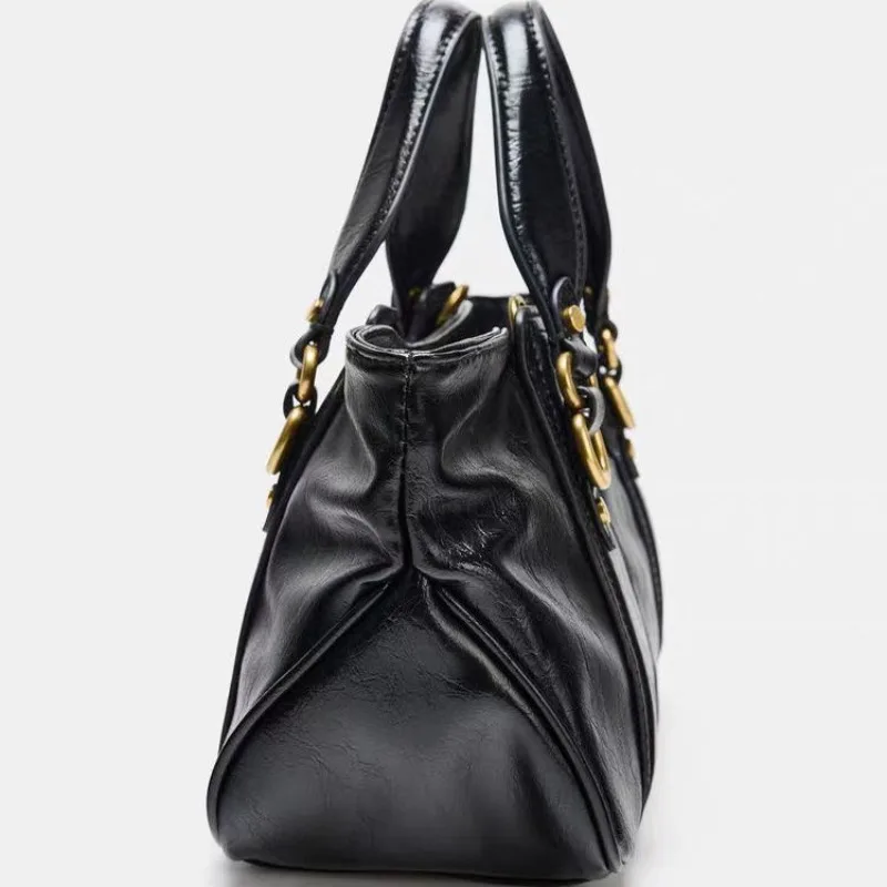 2025 Autumn New Retro Fashion Glossy PU Square Shoulder Bags Solid Hasp High Quality Sense of Luxury Crossbody Bags for Women