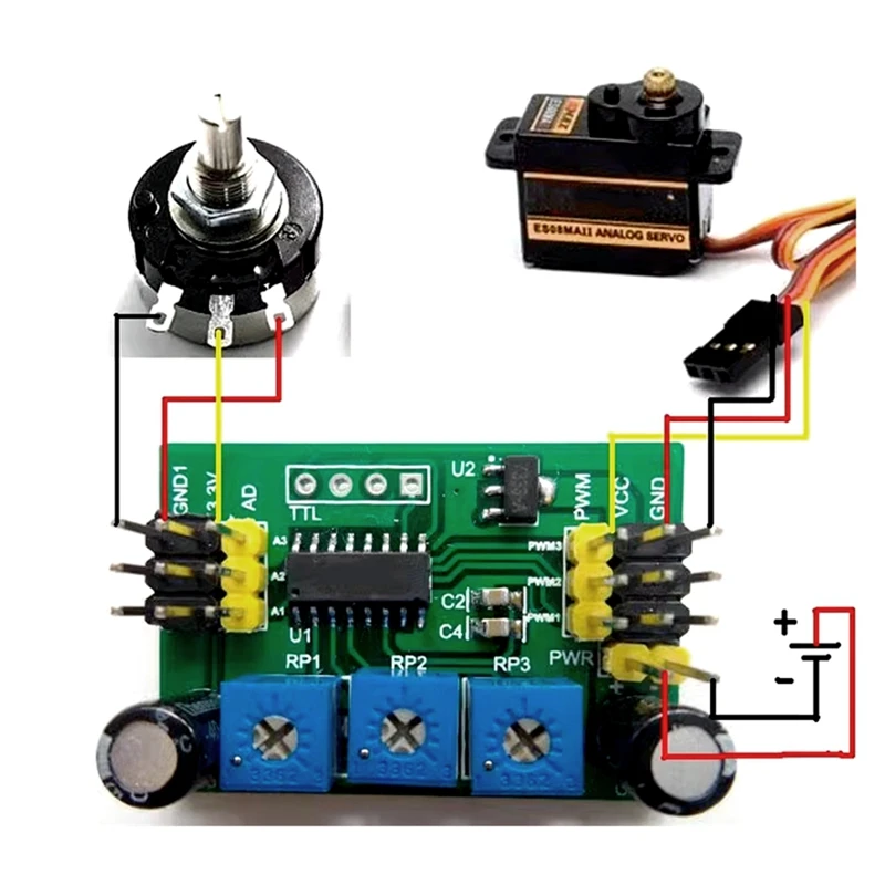 ABHS-Servo Controller Servo Control Board Servo Tester Pulse Width Adjustable Potentiometer Controlled