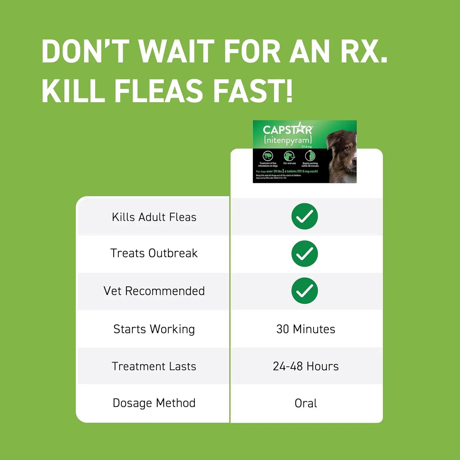Oral Flea Treatment for Dogs, Fast Acting, 12 Tablets, Medium & Large Dogs (Over 25 lbs)