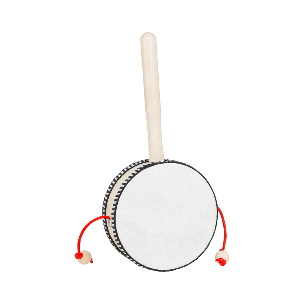 Description Picture 3 of item4 Inch Rattle Hand Shake Wooden Black Side Drum Childhood Classic Traditional Rattle Children Gifts Toys Orff Musical Instrument