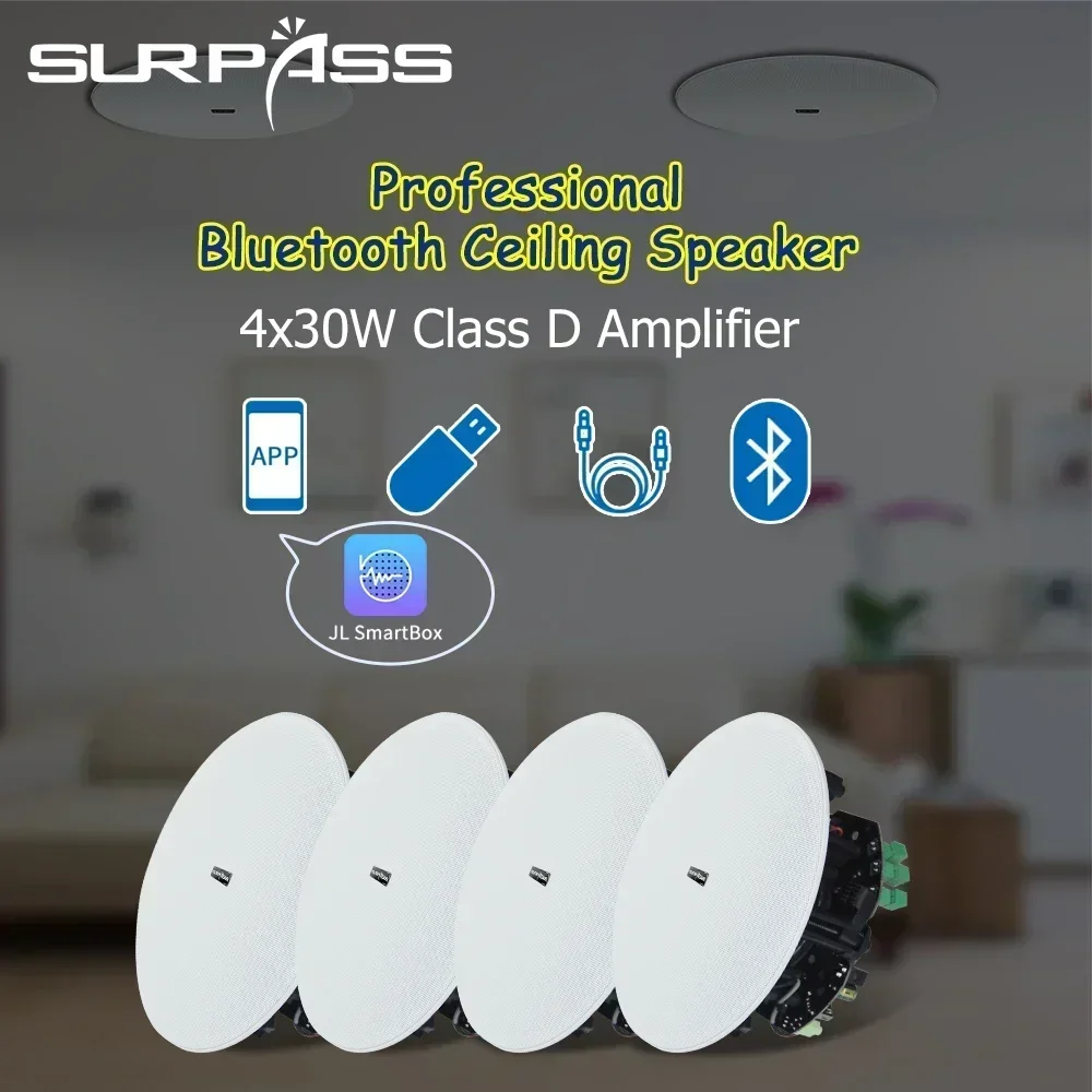 5.25inch Bluetooth Ceiling Speaker Home Theater Speaker Built-in Class D Digital Amplifier Ceiling Bluetooth Speakers Indoor bluetooth speaker wall ceiling speaker