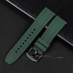 Deluxe Silicone Quick Release Watch Strap - Universal Replacement Watchband - 22mm (Green - black)