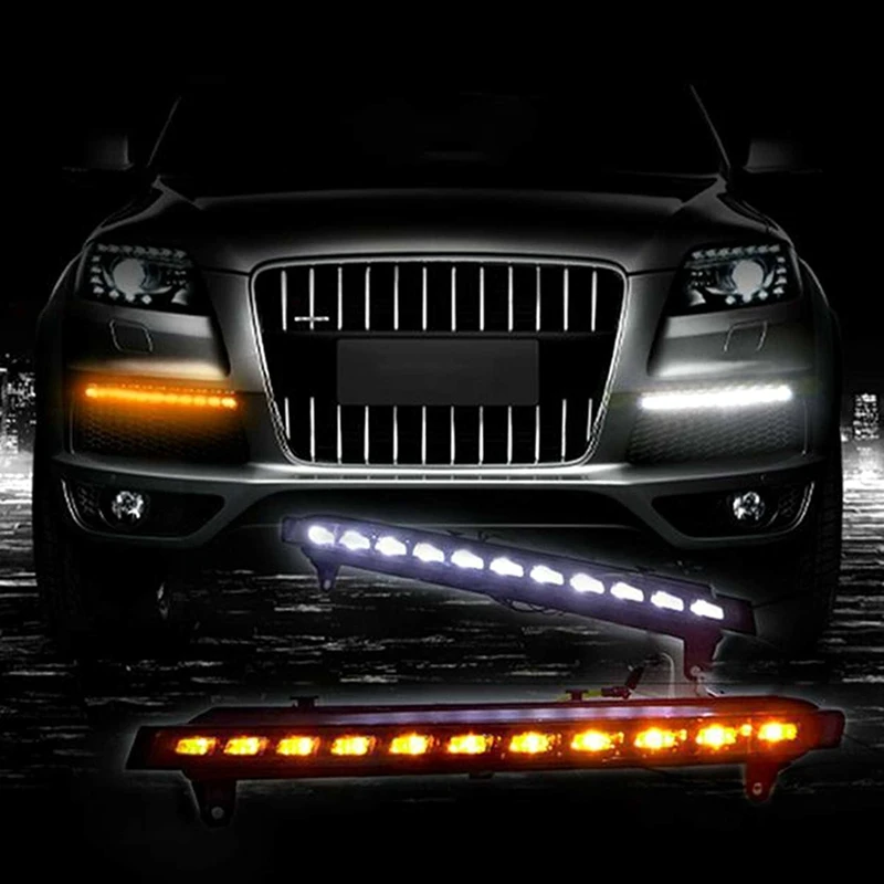 

2 PCS Daylight Car LED DRL Daytime Running Lights Black Turn Signal Lights For Q7 2005-2009