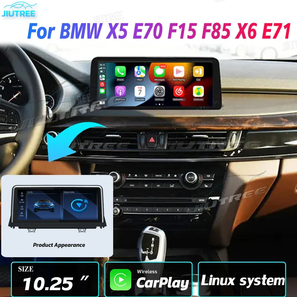 

10.25 Inch Wireless Apple CarPlay Android Auto Car Multimedia Screen for BMW X5 X6 E70 E71 F15 F16 2007-2017 Head Unit Video