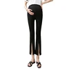 Black Grey High Waist Pregnant Women Trousers Summer Ankle-length Abdominal Flares Pants Front Split Maternity Boot Cut Culottes 5