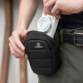 Borsa Protettiva Leggera per Fotocamere Compatte - Nylon Nero Resistente con Tracolla Regolabile, Chiusura a Cerniera Sicura