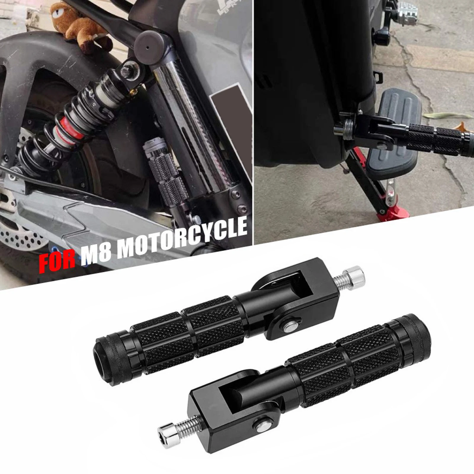 Universal M8 Motorcycle Foldable Foot Pegs 8mm Aluminum Alloy Bike