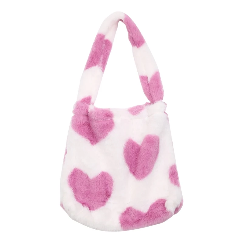 

Ladies Furry Tote Bag Large Cute Plush Shoulder Bag Fashion Women Fluffy Purse 517D