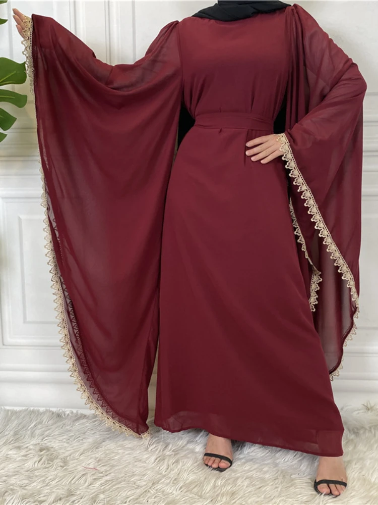 

Spring Morocco Dress Muslim Women Abaya Bat Sleeve Lace Abayas Dubai Turkey Party Dresses Kaftan Robe Longue Vestidos Largos