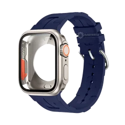 Premium Silicone Band with Ultra Case for Apple Watch - High-Quality Strap and Protective Bracelet (MU Ti)