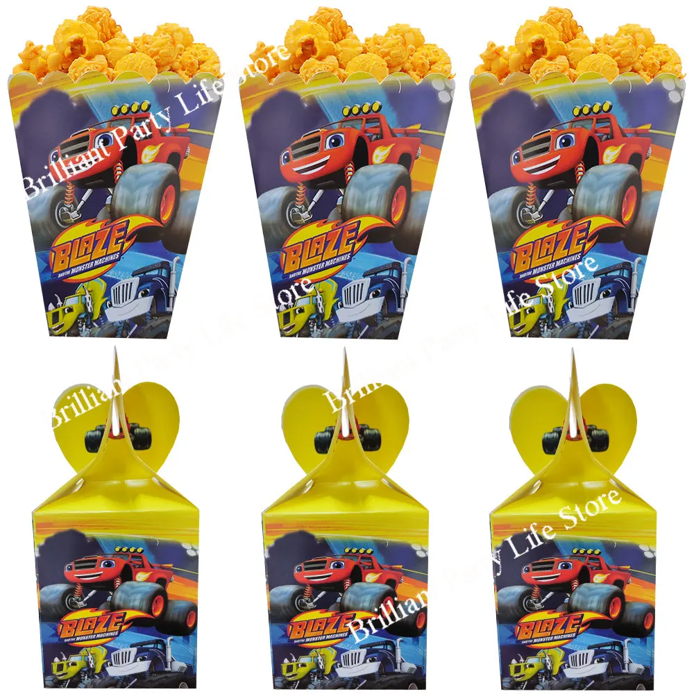 Lotti Kit Blaze Monster Birthday Party Decoration Machine Car Popcorn Candy Box Decorazione Per La Tavola Festa Dei Bambini Baby Shower